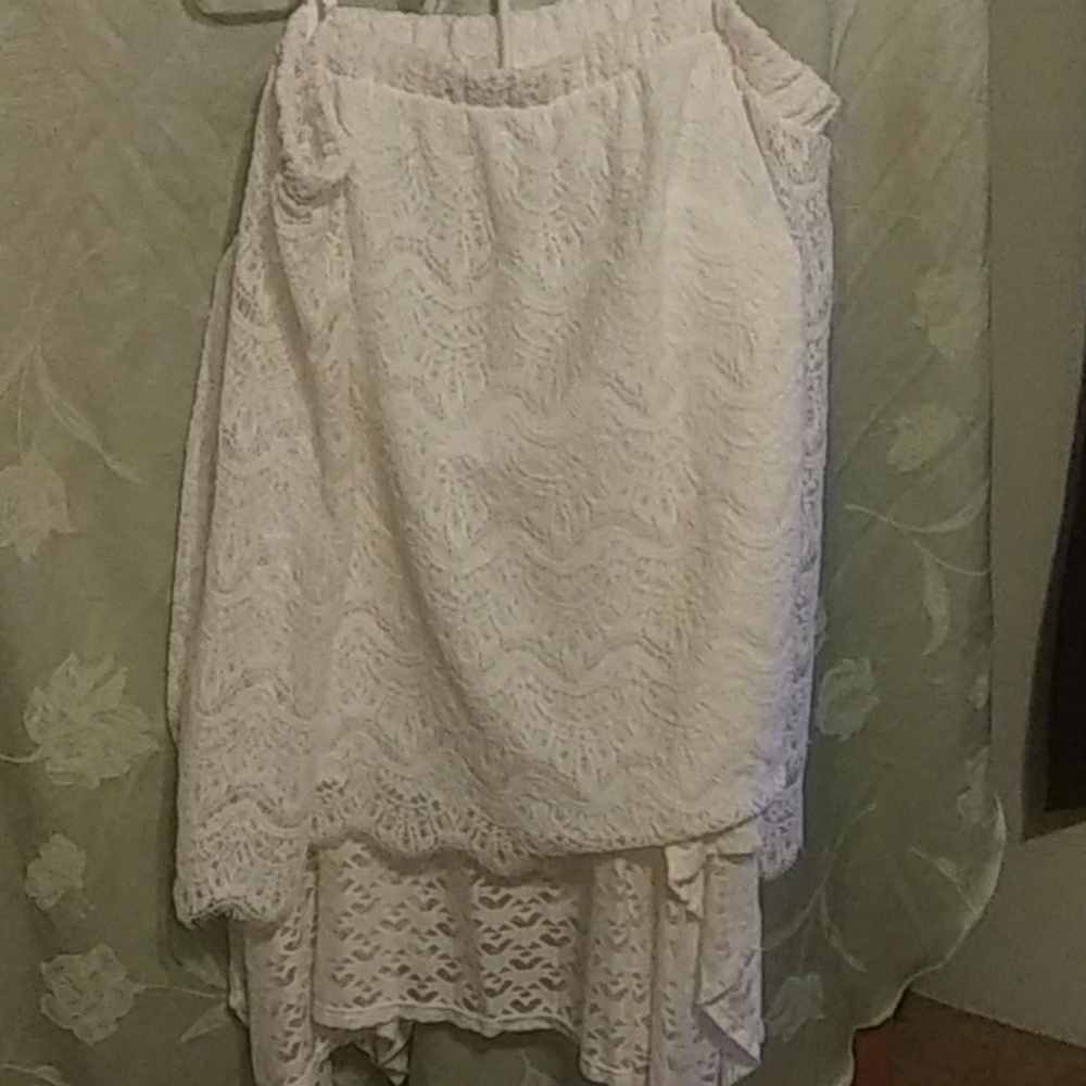 2 piece white lace dress